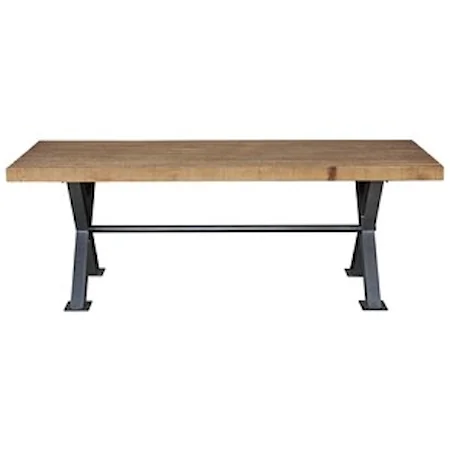 Wood Dining Table with Trestle Iron Base